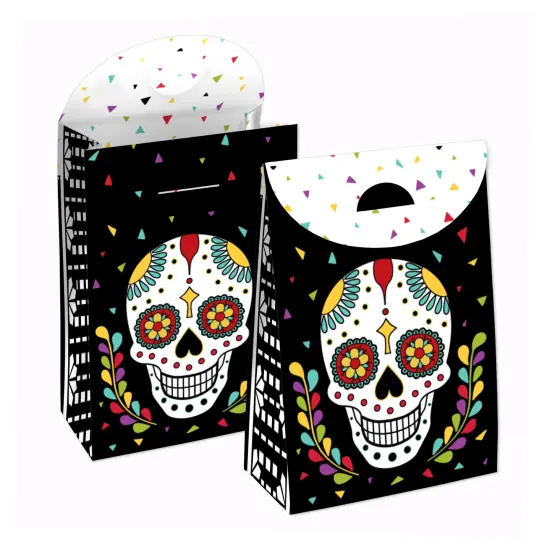 Big Dot of Happiness Day of the Dead - Halloween Sugar Skull Gift Favor Bags Party Goodie Boxes - Set of 12 {1}