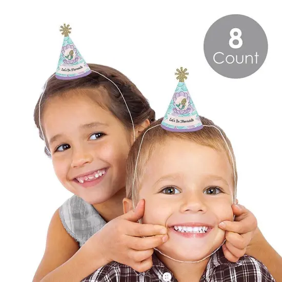 Big Dot of Happiness Let's Be Mermaids - Mermaid Mini Cone Baby Shower or Birthday Party Hats - Small Little Party Hats - Set of 8 {3}