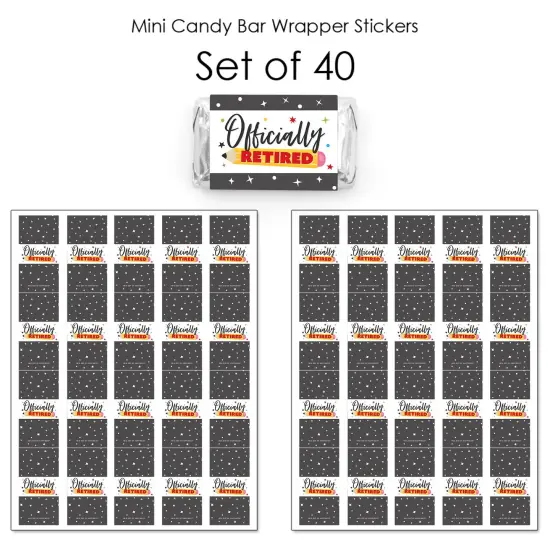 Big Dot of Happiness Teacher Retirement - Mini Candy Bar Wrapper Stickers - Happy Retirement Party Small Favors - 40 Count {4}