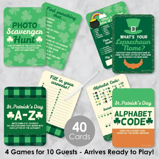 Big Dot of Happiness St. Patrick's Day - 4 Saint Paddy's Day Party Games - 10 Cards Each - Gamerific Bundle {3}