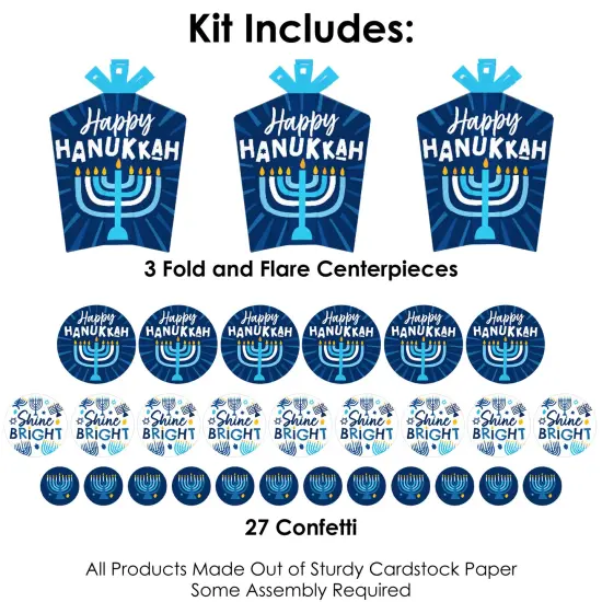 Big Dot of Happiness Hanukkah Menorah - Chanukah Holiday Party Decor and Confetti - Terrific Table Centerpiece Kit - Set of 30 {4}