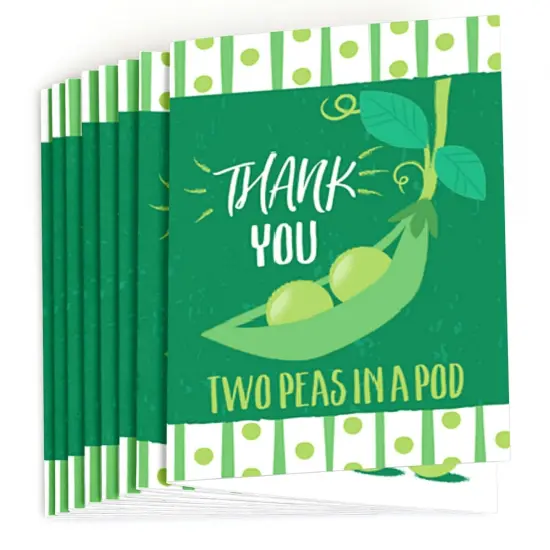 Big Dot of Happiness Double the Fun - Twins Two Peas in a Pod - Baby Shower or First Birthday Party Thank You Cards (8 count) {3}