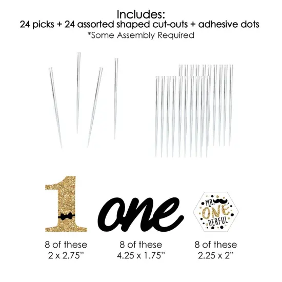 Big Dot of Happiness 1st Birthday Little Mr. Onederful - Dessert Cupcake Toppers - Boy First Birthday Party Clear Treat Picks - Set of 24 {7}