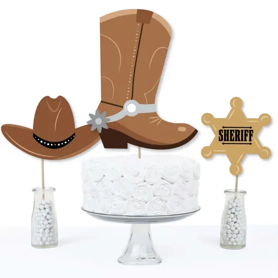 Big Dot of Happiness Western Hoedown - Wild West Cowboy Party Centerpiece Sticks - Table Toppers - Set of 15 {4}