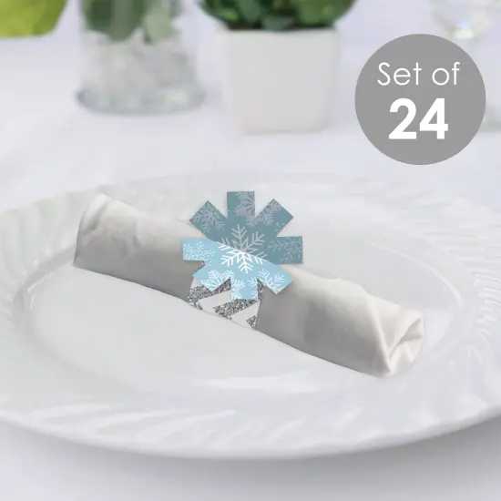Big Dot of Happiness Winter Wonderland - Snowflake Holiday Party and Winter Wedding Paper Napkin Holder - Napkin Rings - Set of 24 {3}