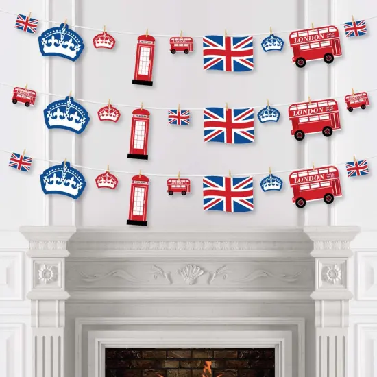 Big Dot of Happiness Cheerio, London - British UK Party DIY Decorations - Clothespin Garland Banner - 44 Pieces {4}