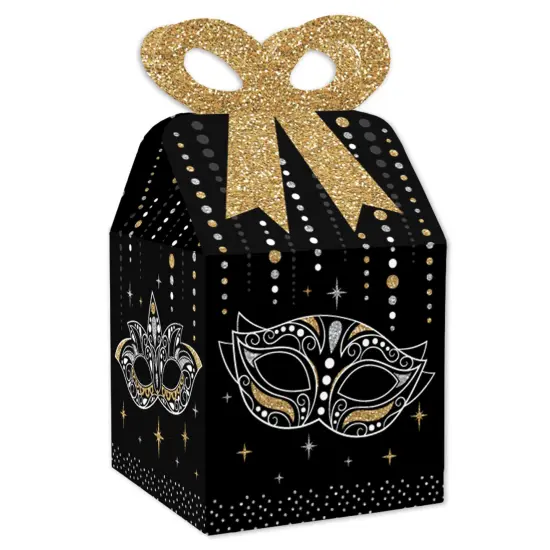 Big Dot of Happiness Masquerade - Square Favor Gift Boxes - Mask Party Bow Boxes - Set of 12 {1}