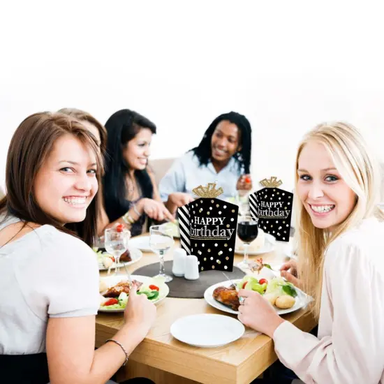 Big Dot of Happiness Adult Happy Birthday - Gold - Table Decorations - Birthday Party Fold and Flare Centerpieces - 10 Count {7}