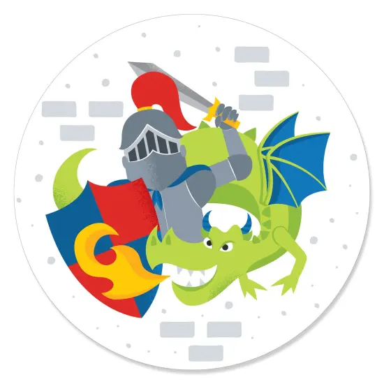 Big Dot of Happiness Calling All Knights and Dragons - Medieval Party or Birthday Party Circle Sticker Labels - 24 Count {1}