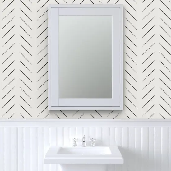 Pre-Pasted Wallpaper 2FT Wide Tribal Chevron Black Bone Medium White Herringbone Monochrome Mudcloth Custom Pre-pasted Wallpaper by Spoonflower {6}