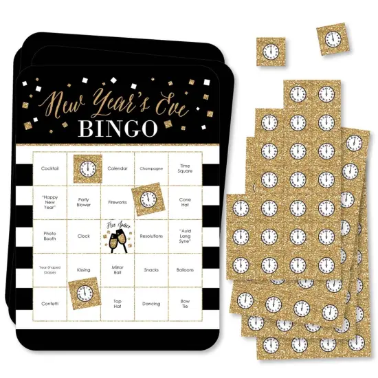 Big Dot of Happiness New Year's Eve - Gold - Bar Bingo Cards and Markers - New Years Eve Party Bingo Game - Set of 18 {1}