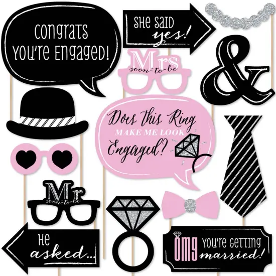 Big Dot of Happiness Omg, You're Getting Married - Engagement Photo Booth Props Kit - 20 Count {1}