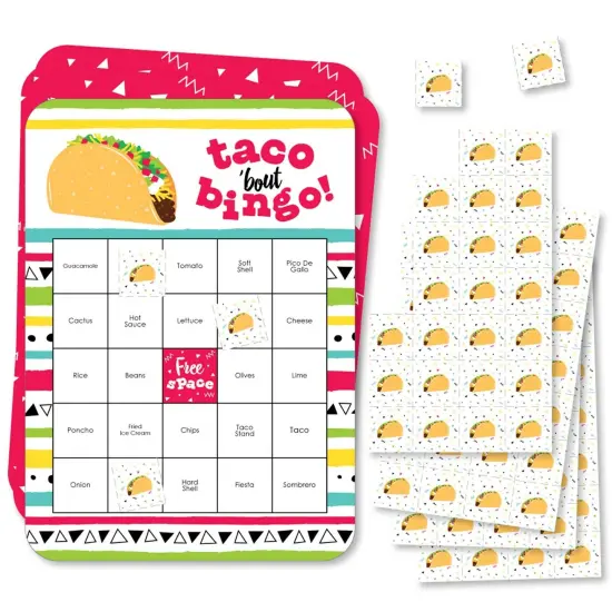 Big Dot of Happiness Taco 'Bout Fun - Bingo Cards and Markers - Fiesta Bingo Game - Set of 18 {1}
