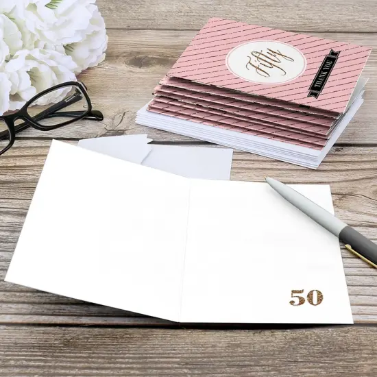 Big Dot of Happiness Chic 50th Birthday - Pink, Black and Gold - Birthday Party Thank You Cards (8 count) {6}