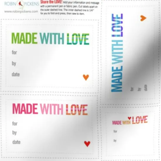 Various Fabrics by the Yard or Fat Quarter Quilt & Love Label Sewing Custom Printed Fabric by Spoonflower {7}