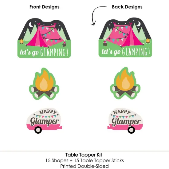 Big Dot of Happiness Let's Go Glamping - Camp Glamp Party or Birthday Party Centerpiece Sticks - Table Toppers - Set of 15 {6}