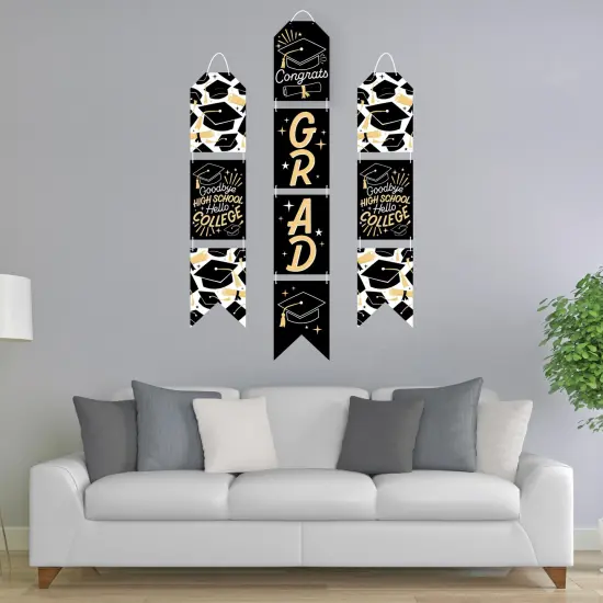 Big Dot of Happiness Goodbye High School, Hello College - Hanging Vertical Paper Door Banners Graduation Party Wall Decoration Kit - Indoor Door Decor {3}