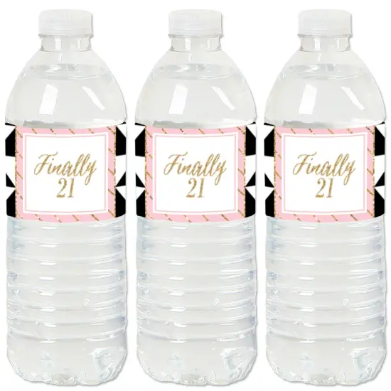 Big Dot of Happiness Finally 21 Girl - 21st Birthday Party Water Bottle Sticker Labels - Set of 20 {1}