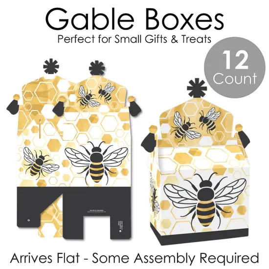 Big Dot of Happiness Little Bumblebee - Treat Box Party Favors - Bee Baby Shower or Birthday Party Goodie Gable Boxes - Set of 12 {7}