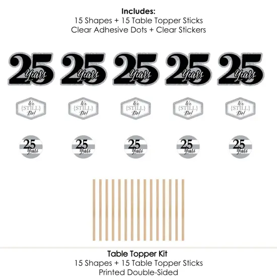 Big Dot of Happiness We Still Do - 25th Wedding Anniversary - Anniversary Party Centerpiece Sticks - Table Toppers - Set of 15 {7}