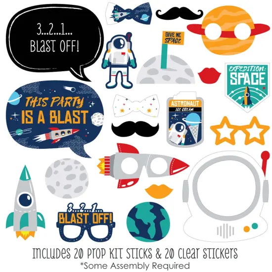 Big Dot of Happiness Blast Off to Outer Space - Rocket Ship Baby Shower or Birthday Party Photo Booth Props Kit - 20 Count {3}