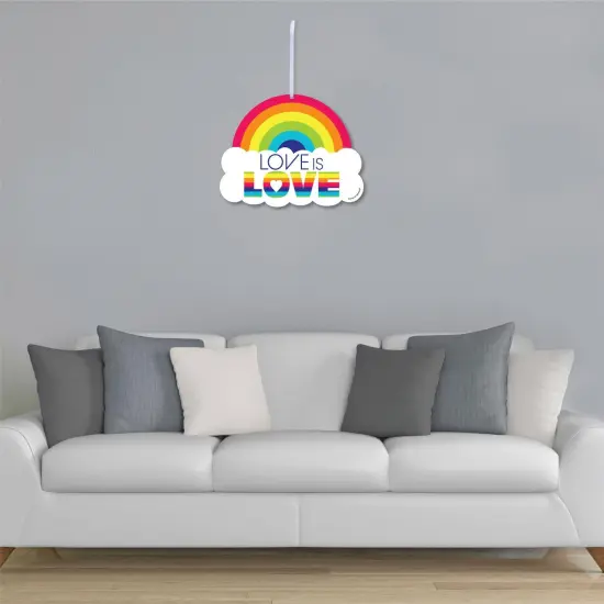 Big Dot of Happiness Love is Love - Pride - Hanging Porch Rainbow Party Outdoor Decorations - Front Door Decor - 1 Piece Sign {4}