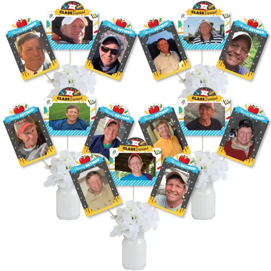 Big Dot of Happiness Teacher Retirement - Happy Retirement Party Picture Centerpiece Sticks - Photo Table Toppers - 15 Pieces {1}