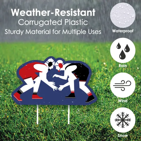 Big Dot of Happiness Own the Mat - Wrestling - Yard Sign and Outdoor Lawn Decorations - Birthday Party or Wrestler Party Yard Signs - Set of 8 {4}