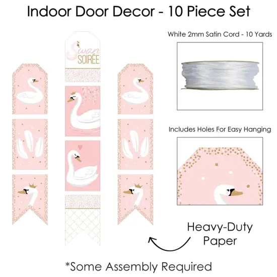 Big Dot of Happiness Swan Soiree - Hanging Vertical Paper Door Banners - White Swan Baby Shower or Birthday Party Wall Decor Kit - Indoor Door Decor {6}
