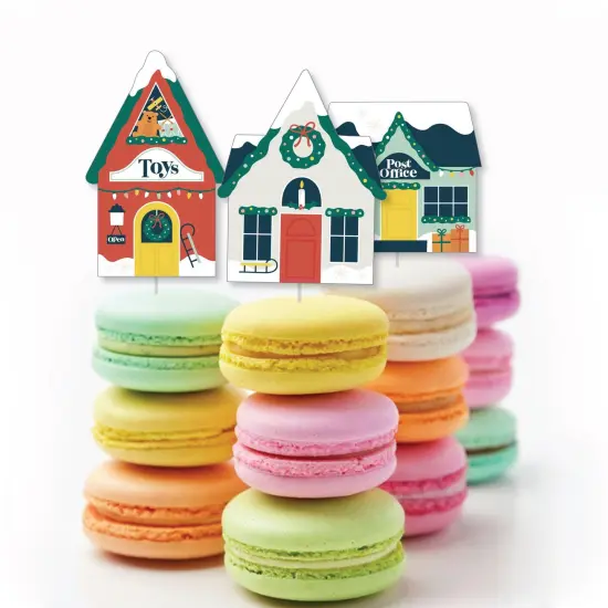 Big Dot of Happiness Christmas Village - DIY Shaped Holiday Winter Houses Cut-Outs - 24 Count {4}