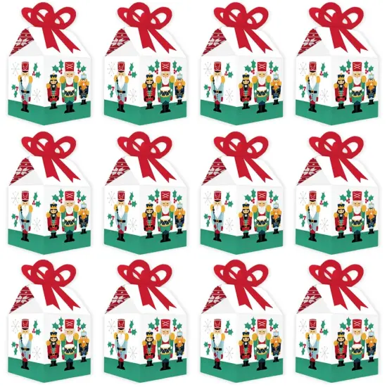 Big Dot of Happiness Christmas Nutcracker - Square Favor Gift Boxes - Holiday Party Bow Boxes - Set of 12 {6}
