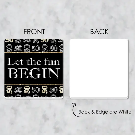 Big Dot of Happiness Adult 50th Birthday - Gold - Funny Birthday Party Decorations - Drink Coasters - Set of 6 {7}