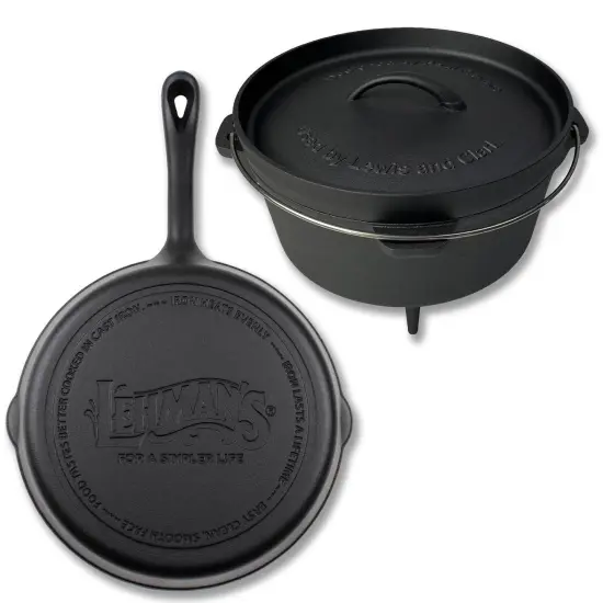 Lehman's Camping NonStick Cookware Set Nitrided Dutch Oven and 10 inch Skillet {1}