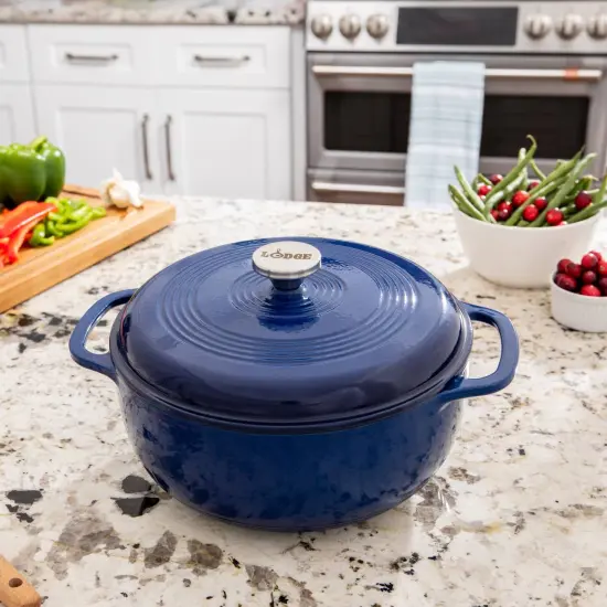 Lodge Enameled 6qt Dutch Oven - Indigo Blue {3}
