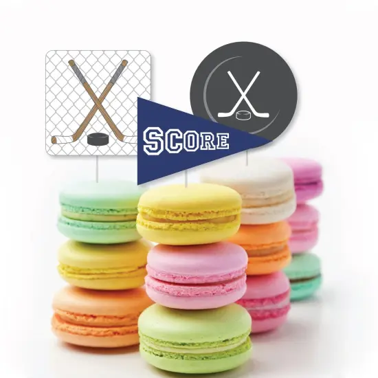 Big Dot of Happiness Shoots and Scores - Hockey - Dessert Cupcake Toppers - Baby Shower or Birthday Party Clear Treat Picks - Set of 24 {6}