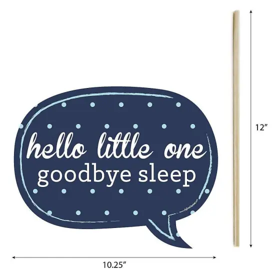Big Dot of Happiness Funny Blue and Silver - Hello Little One - Boy Baby Shower Photo Booth Props Kit - 10 Piece {6}