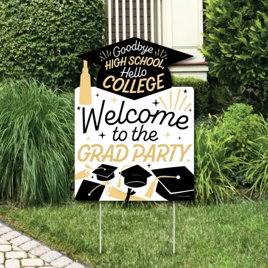 Big Dot of Happiness Hello College Graduation Party Decorations - Grad Party Welcome Yard Sign {1}