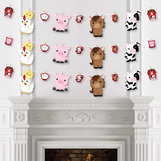 Big Dot of Happiness Farm Animals - Barnyard Baby Shower or Birthday Party DIY Decorations - Clothespin Garland Banner - 44 Pieces {4}
