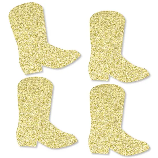 Big Dot of Happiness Gold Glitter Cowboy Boot - No-Mess Real Gold Glitter Cut-Outs - Western Party Confetti - Set of 24 {1}