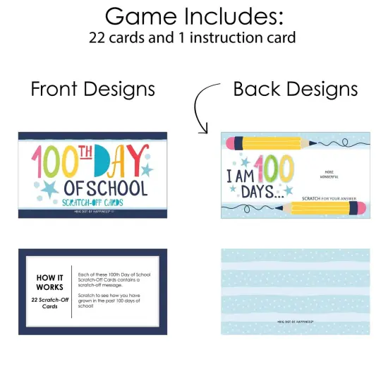 Big Dot of Happiness Happy 100th Day of School - 100 Days Party Game Scratch Off Cards - 22 Count {6}
