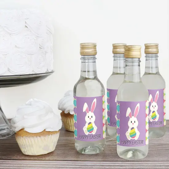 Big Dot of Happiness Hippity Hoppity - Mini Wine and Champagne Bottle Label Stickers - Easter Bunny Party Favor Gift for Women and Men - Set of 16 {4}
