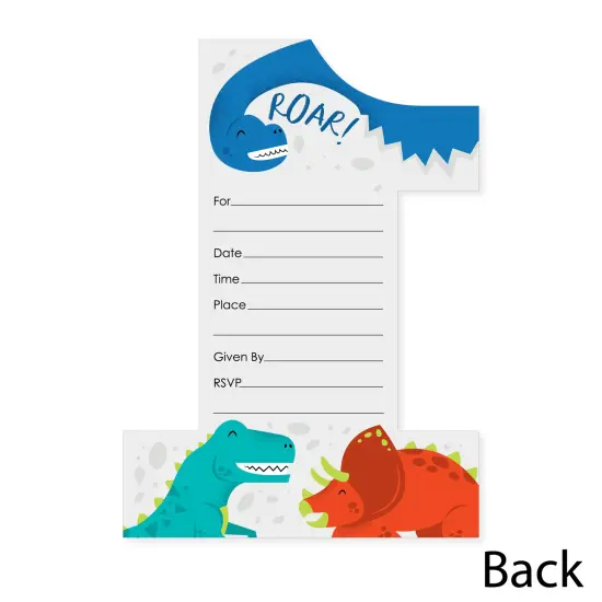 Big Dot of Happiness 1st Birthday Roar Dinosaur - Shaped Fill-In Invites ONEasaurus Dino First Birthday Party Invitation Cards with Envelopes - 12 Ct {6}