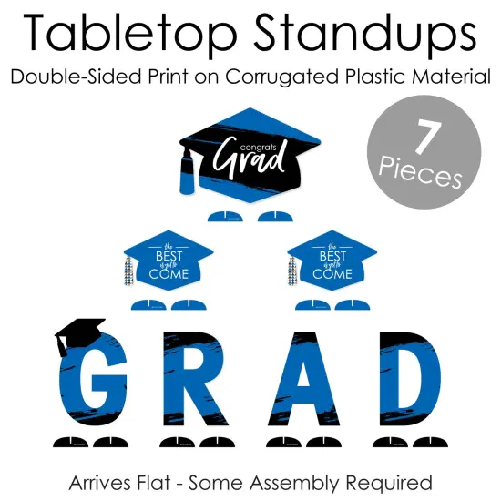 Big Dot of Happiness Blue Graduation Party Centerpiece Table Decorations - Tabletop Standups - 7 Pieces {6}