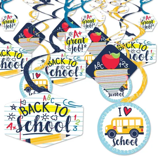 Big Dot of Happiness Back to School - First Day of School Classroom Hanging Decor - Party Decoration Swirls - Set of 40 {1}