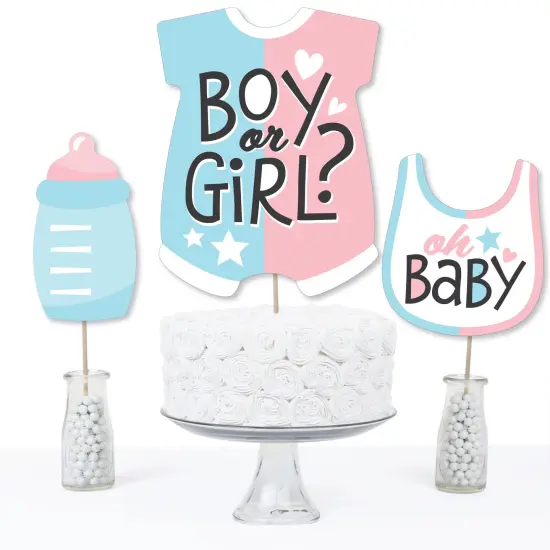 Big Dot of Happiness Baby Gender Reveal - Team Boy or Girl Party Centerpiece Sticks - Table Toppers - Set of 15 {4}