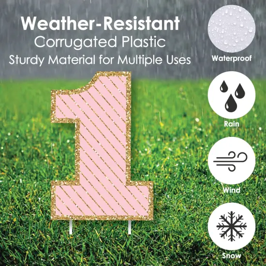 Big Dot of Happiness 1st Birthday Girl - Fun to be One - Yard Sign and Outdoor Lawn Decorations - First Happy Birthday Party Yard Signs - Set of 8 {4}