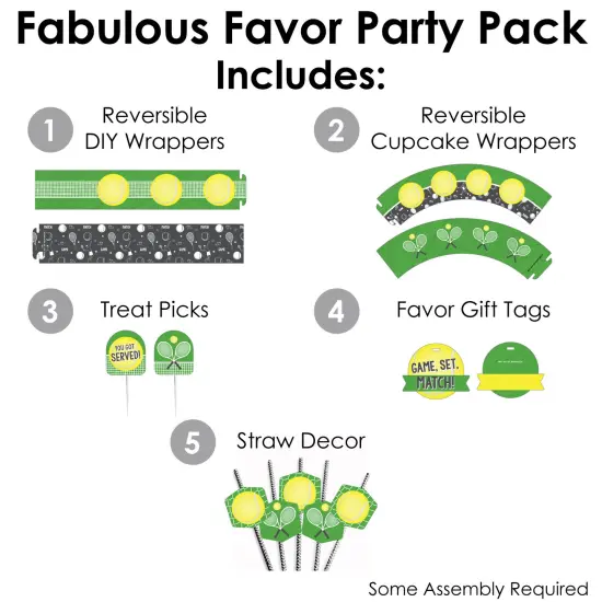 Big Dot of Happiness You Got Served - Tennis - Baby Shower or Tennis Ball Birthday Party Favors and Cupcake Kit - Fabulous Favor Party Pack - 100 Pc {3}