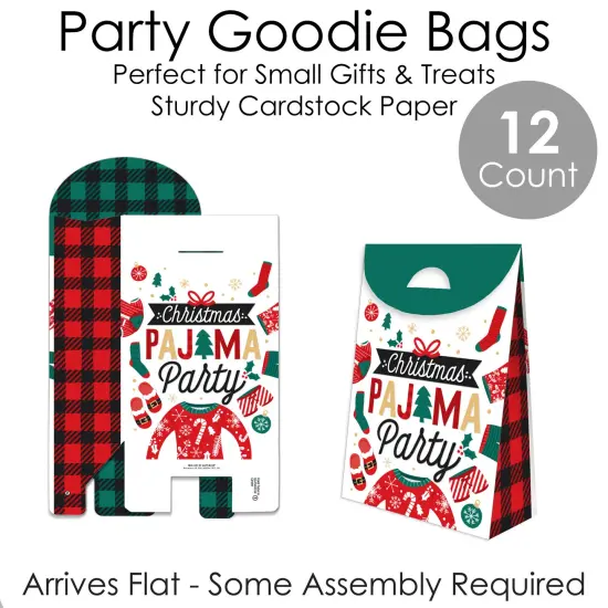 Big Dot of Happiness Christmas Pajamas - Holiday Plaid PJ Gift Favor Bag - Party Goodie Boxes - Set of 12 {7}