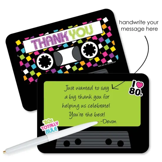 Big Dot of Happiness 80's Retro - Shaped Thank You Cards - Totally 1980s Party Thank You Note Cards with Envelopes - Set of 12 {3}
