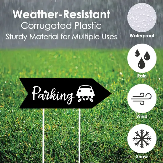 Big Dot of Happiness Black Wedding Parking Signs - Wedding Sign Arrow - Double Sided Directional Yard Signs - Set of 2 Parking Signs {4}